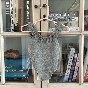 Rylee and Cru silver sparkly swimsuit 3-6 months